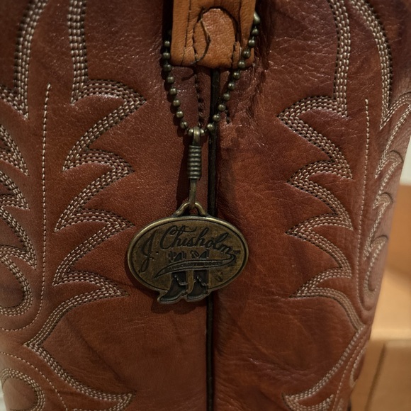 Vintage J. Chrisholm Pecan 098550 Men's Western Leather Cowboy Boots Size 10D - Picture 4 of 8